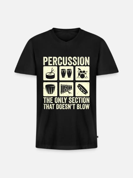 Percussion Drummer Drumming Drum Set - Men's Premium Organic T-shirt with V-neck - black