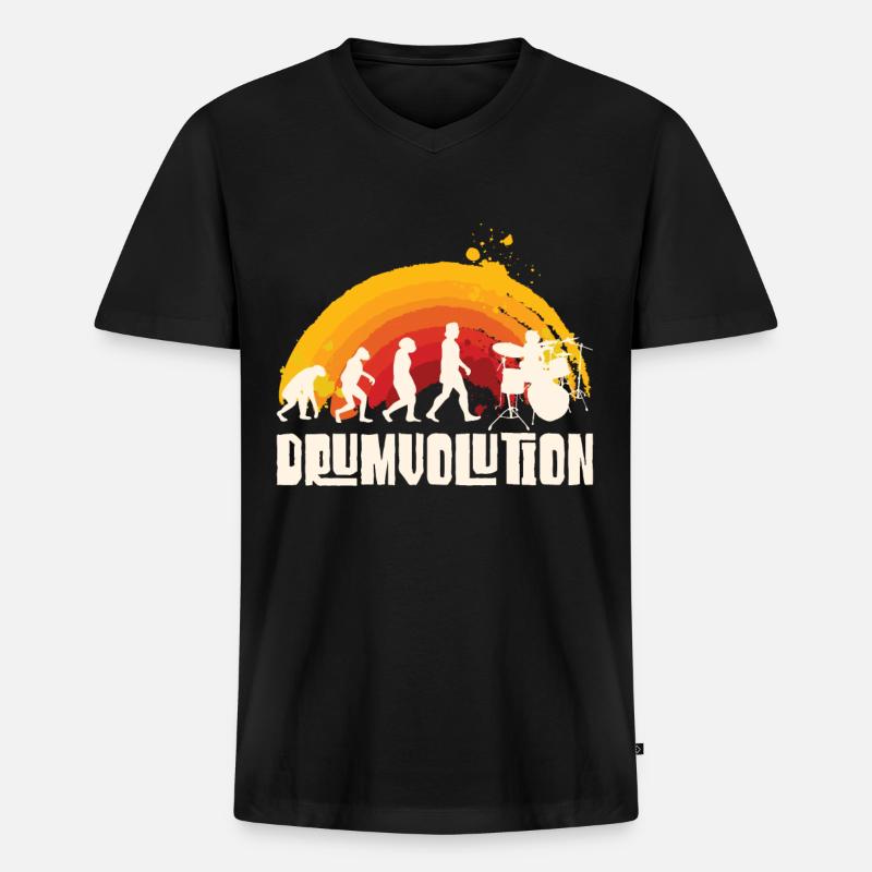 Drumvolution Drums Schlagzeug Percussion Batteur - T-shirt encolure en V Premium bio Homme - noir