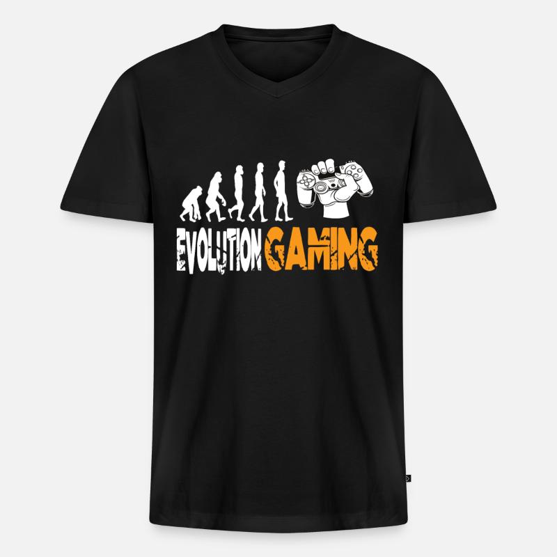 Evolution Gaming - Männer Premium Bio T-Shirt mit V-Ausschnitt - Schwarz