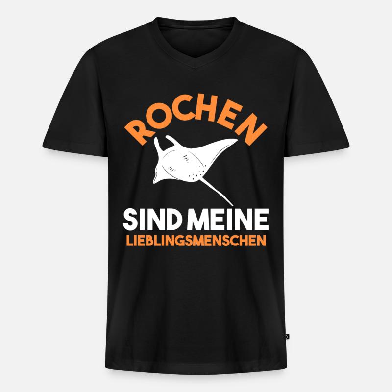 Rochen Mantarochen - Männer Premium Bio T-Shirt mit V-Ausschnitt - Schwarz