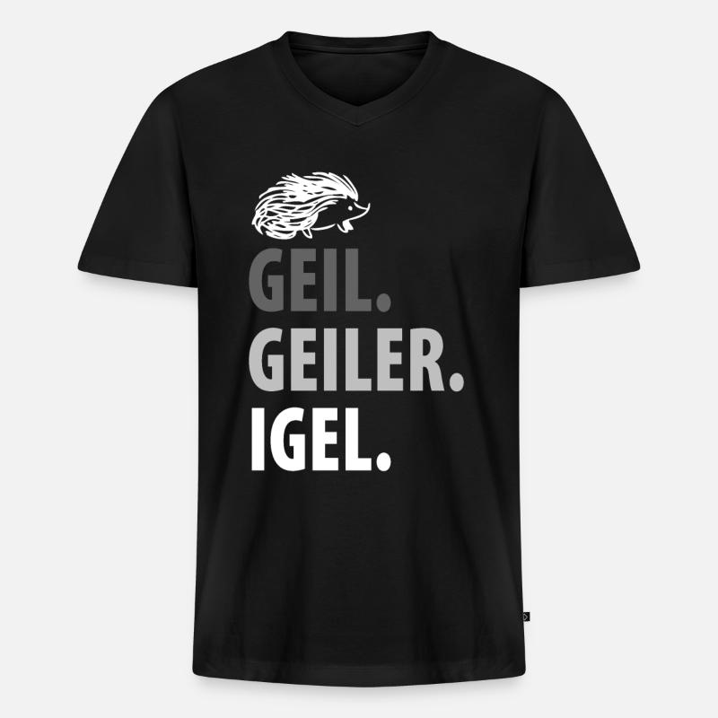 Igel - Männer Premium Bio T-Shirt mit V-Ausschnitt - Schwarz