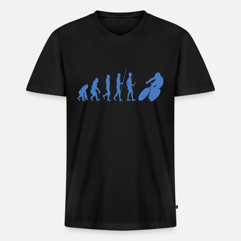 Rennrad Evolution - Männer Premium Bio T-Shirt mit V-Ausschnitt - Schwarz