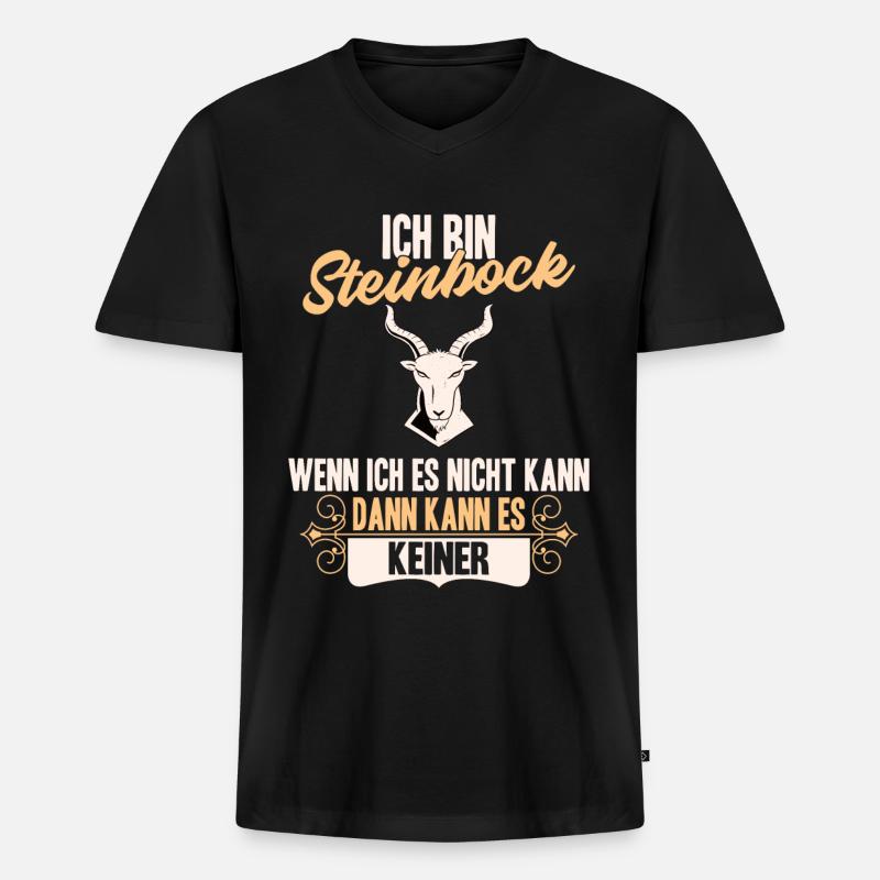 Sternzeichen Steinbock - Männer Premium Bio T-Shirt mit V-Ausschnitt - Schwarz