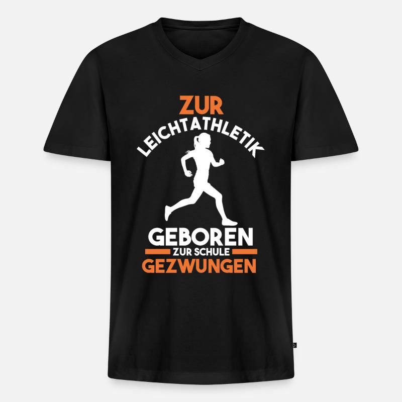 Leichtathletik - Männer Premium Bio T-Shirt mit V-Ausschnitt - Schwarz