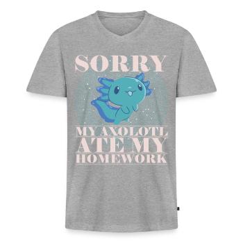 Axolotl Amphibian Lurch Salamander - Men's Premium Organic T-shirt with V-neck - heather grey - Front
