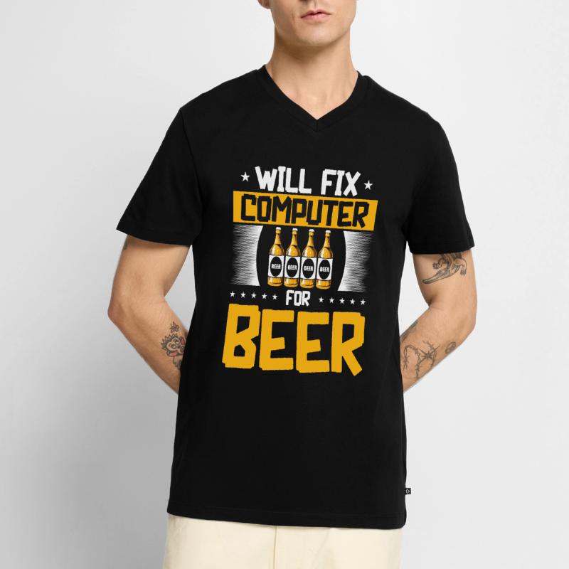 Will Fix Computer Beer Programmierer IT Support Männer Premium Bio T-Shirt mit V-Ausschnitt