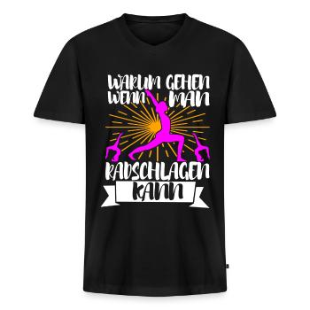 Turnen Turner - Männer Premium Bio T-Shirt mit V-Ausschnitt - Schwarz - Vorne - Nico (187cm)