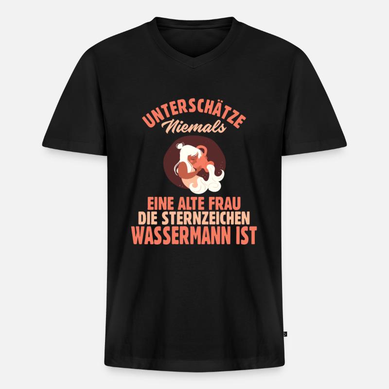 Sternzeichen Wassermann - Männer Premium Bio T-Shirt mit V-Ausschnitt - Schwarz