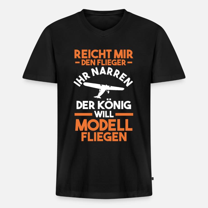 Modellflieger Modellflug Modellfliegen - Männer Premium Bio T-Shirt mit V-Ausschnitt - Schwarz
