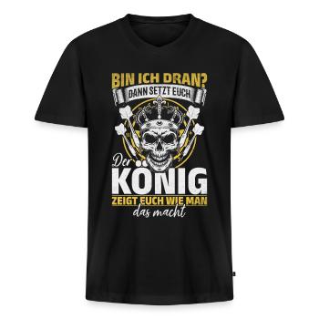 Dart Spieler Dart Sprüche Darts König Dart - Männer Premium Bio T-Shirt mit V-Ausschnitt - Schwarz - Vorne - Nico (187cm)