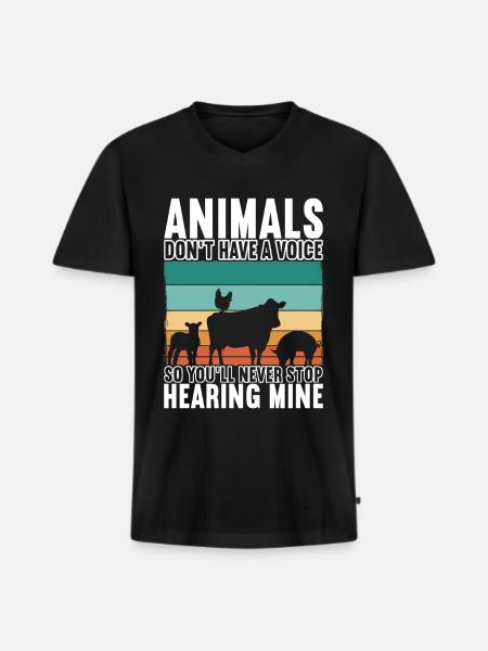 Vegan Vegetarians - Men's Premium Organic T-shirt with V-neck - black