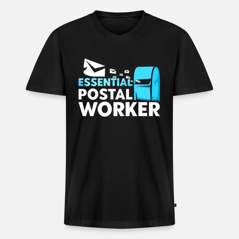 Systemrelevanter Postbote Briefträger Zusteller - Männer Premium Bio T-Shirt mit V-Ausschnitt - Schwarz
