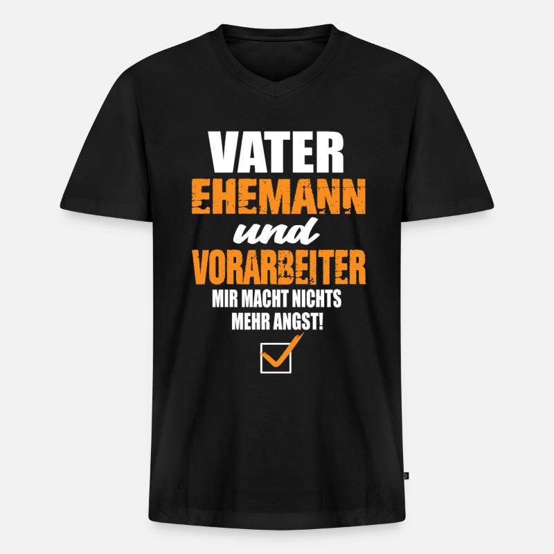 Vater Ehemann und Vorarbeiter - Männer Premium Bio T-Shirt mit V-Ausschnitt - Schwarz