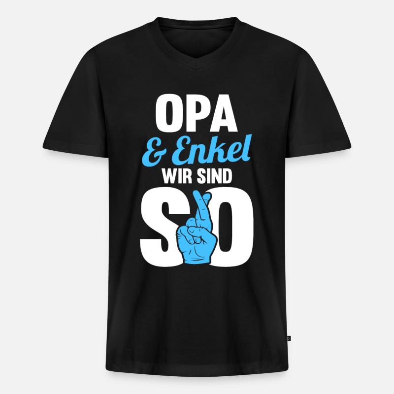 Opa und Enkel - Männer Premium Bio T-Shirt mit V-Ausschnitt - Schwarz