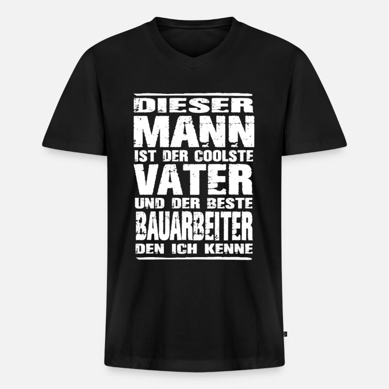 Bauarbeiter - Männer Premium Bio T-Shirt mit V-Ausschnitt - Schwarz
