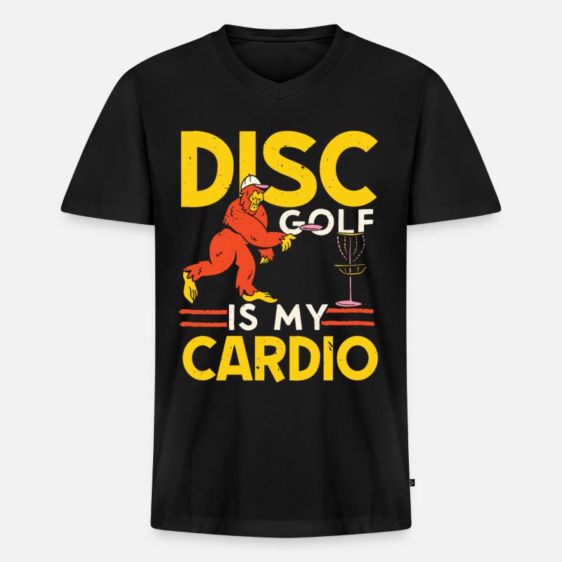 Scheibengolf ist mein Kardiotraining Freizeit-Werf - Männer Premium Bio T-Shirt mit V-Ausschnitt - Schwarz
