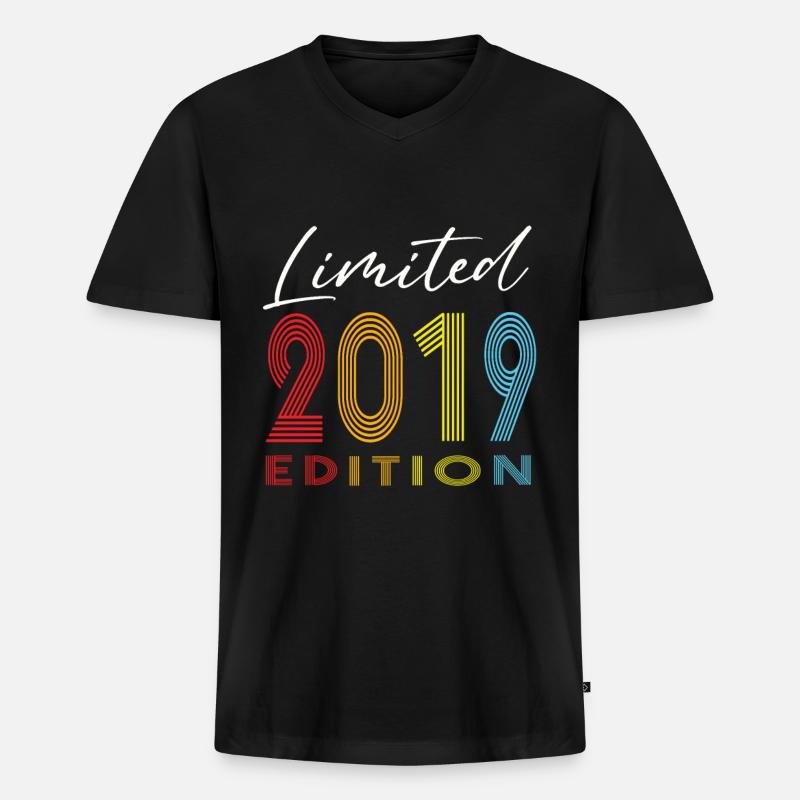 Limited Edition 2019 - Männer Premium Bio T-Shirt mit V-Ausschnitt - Schwarz