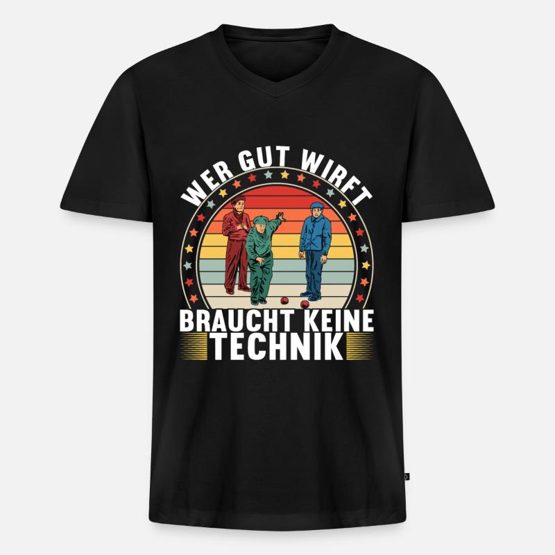 Boule Petanque - Männer Premium Bio T-Shirt mit V-Ausschnitt - Schwarz