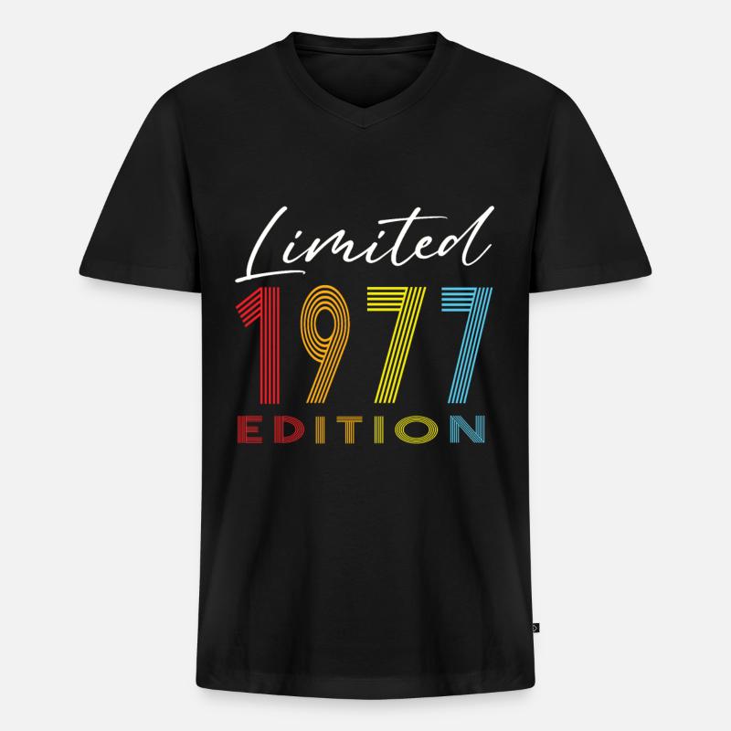 Édition limitée 1977 - T-shirt encolure en V Premium bio Homme - noir