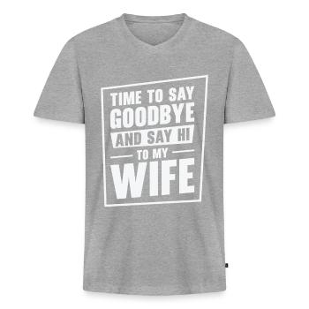 Bachelor Engaged Marrying Wife Wedding Day - Men's Premium Organic T-shirt with V-neck - heather grey - Front