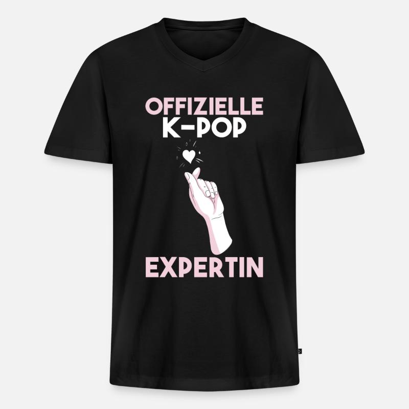 K-pop - Männer Premium Bio T-Shirt mit V-Ausschnitt - Schwarz