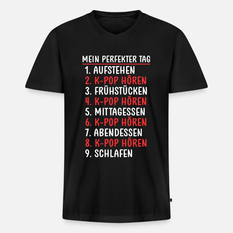 K-pop - Männer Premium Bio T-Shirt mit V-Ausschnitt - Schwarz