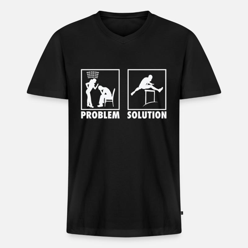 Athletics Athletes Statement Problem Solution. - Männer Premium Bio T-Shirt mit V-Ausschnitt - Schwarz