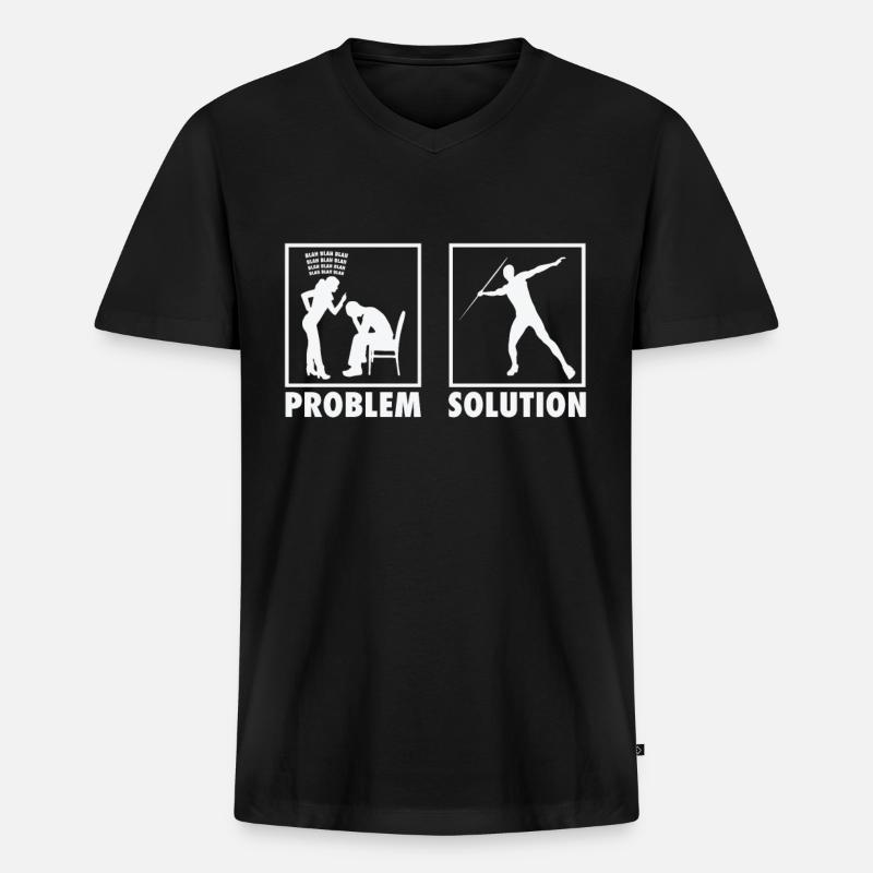 Athletics Athletes Statement Problem Solution. - Männer Premium Bio T-Shirt mit V-Ausschnitt - Schwarz