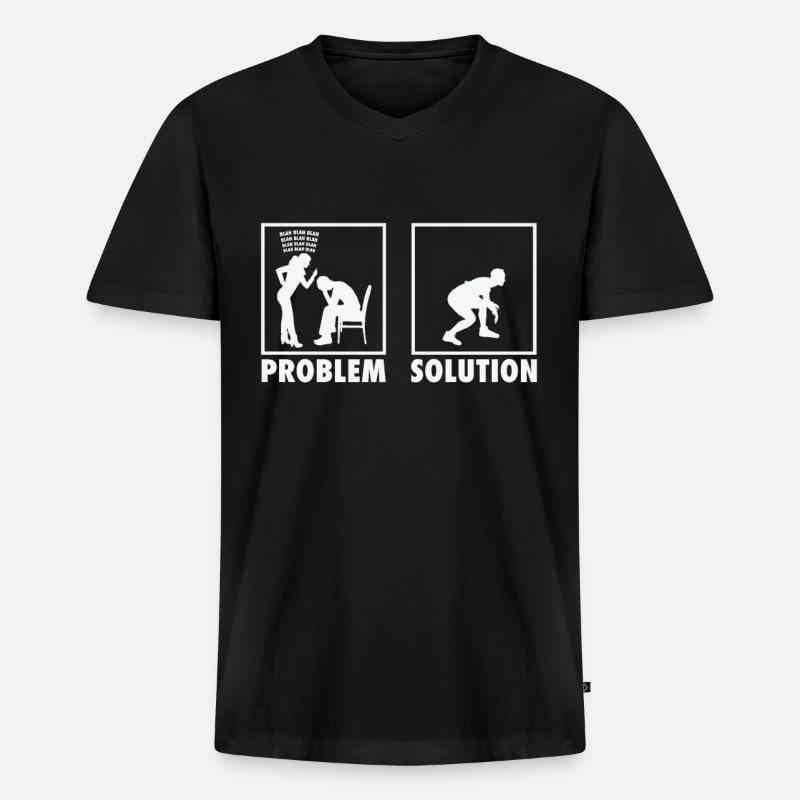 Wrestling Wrestlers Statement Problem Solution. - Männer Premium Bio T-Shirt mit V-Ausschnitt - Schwarz