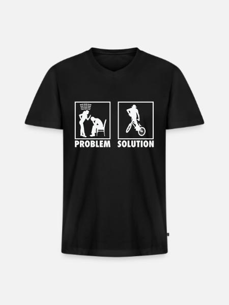 BMX Bikers Statement Problem Solution. - Männer Premium Bio T-Shirt mit V-Ausschnitt - Schwarz