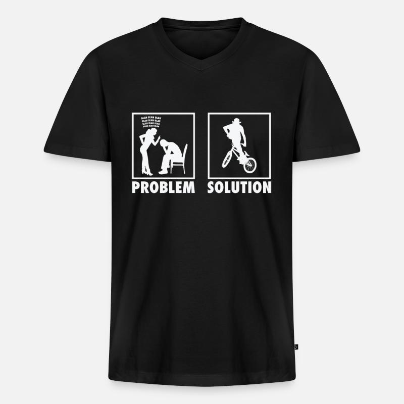 BMX Bikers Statement Problem Solution. - Männer Premium Bio T-Shirt mit V-Ausschnitt - Schwarz