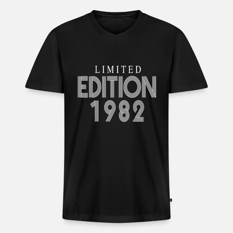 Limited Edition 1982 - Männer Premium Bio T-Shirt mit V-Ausschnitt - Schwarz
