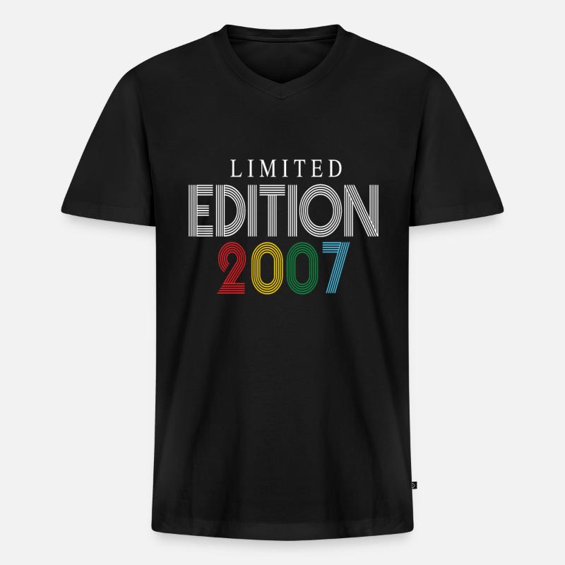 Limited Edition 2007 - Männer Premium Bio T-Shirt mit V-Ausschnitt - Schwarz