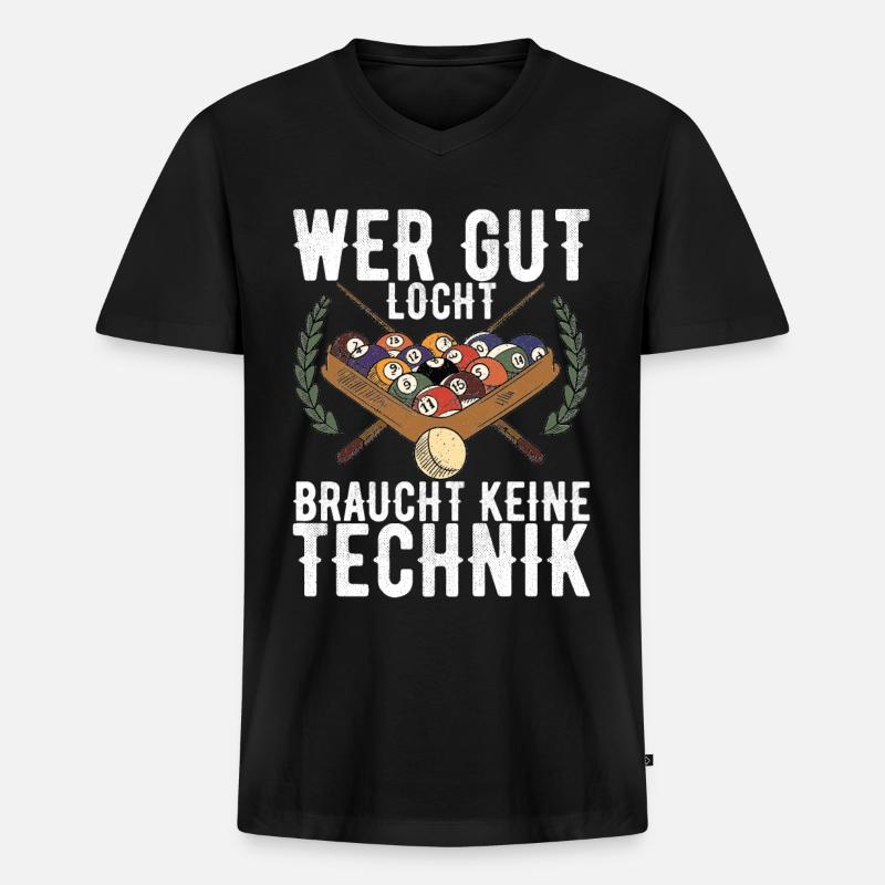 Pool Billard - Männer Premium Bio T-Shirt mit V-Ausschnitt - Schwarz