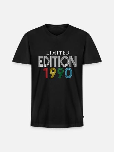 Limited Edition 1990 - Men's Premium Organic T-shirt with V-neck - black