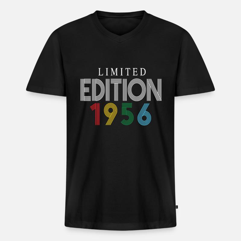 Limited Edition 1956 - Männer Premium Bio T-Shirt mit V-Ausschnitt - Schwarz