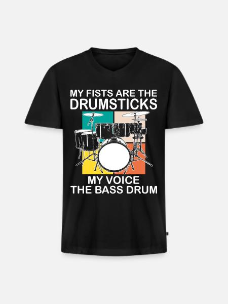 Drummer Drumsticks Drums Musicians - Men's Premium Organic T-shirt with V-neck - black