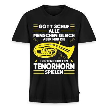 Tenorhorn Blechblasinstrument Musikinstrument - Männer Premium Bio T-Shirt mit V-Ausschnitt - Schwarz - Vorne - Nico (187cm)
