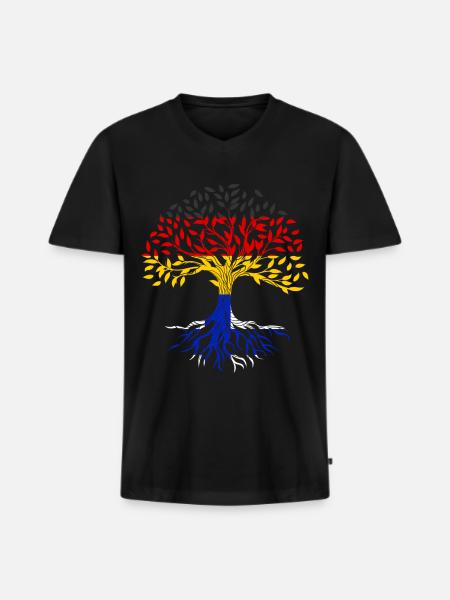 Roots Tree Germany Finland - Men's Premium Organic T-shirt with V-neck - black