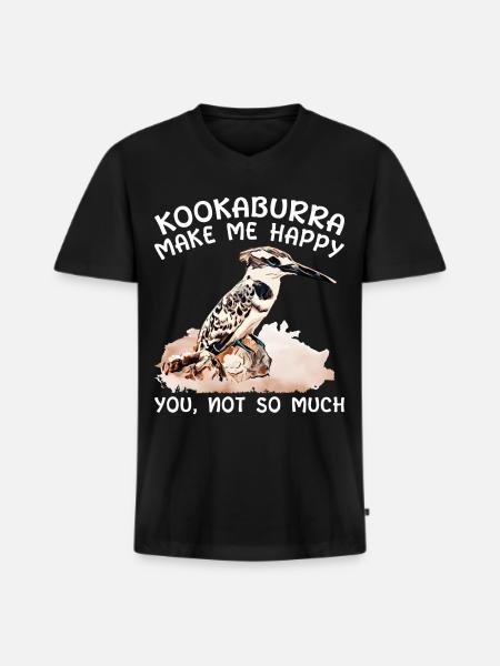 Jägerlieste Kookaburra Eisvogel Vogel - Männer Premium Bio T-Shirt mit V-Ausschnitt - Schwarz