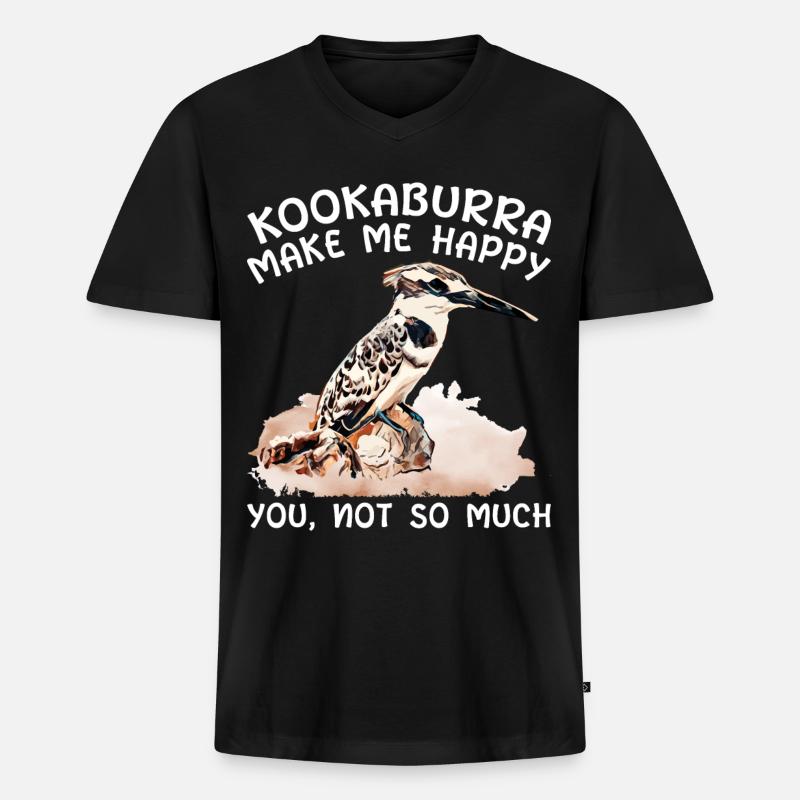 Jägerlieste Kookaburra Eisvogel Vogel - Männer Premium Bio T-Shirt mit V-Ausschnitt - Schwarz