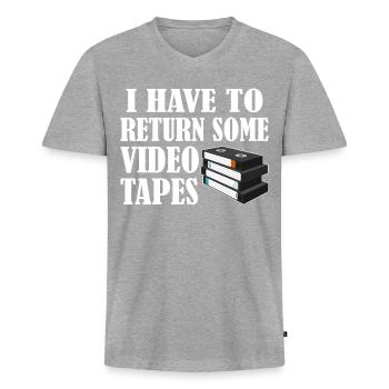 Video Cassette Tape Nineties Gift - Men's Premium Organic T-shirt with V-neck - heather grey - Front