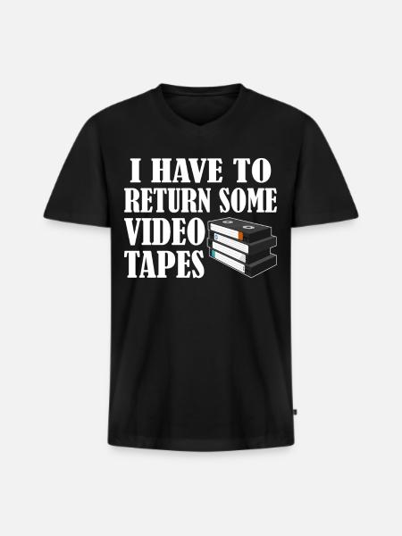 Cassette vidéo Nineties Cadeau - T-shirt encolure en V Premium bio Homme - noir