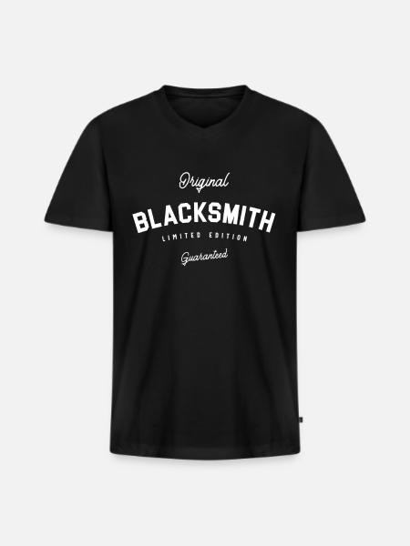 Blacksmith Funny Job Title Profession - Men's Premium Organic T-shirt with V-neck - black