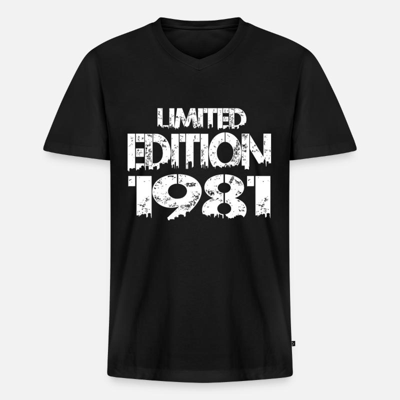 Limited Edition 1981 - Männer Premium Bio T-Shirt mit V-Ausschnitt - Schwarz
