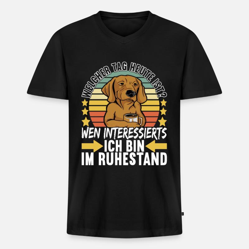 Rentner Rente - Männer Premium Bio T-Shirt mit V-Ausschnitt - Schwarz
