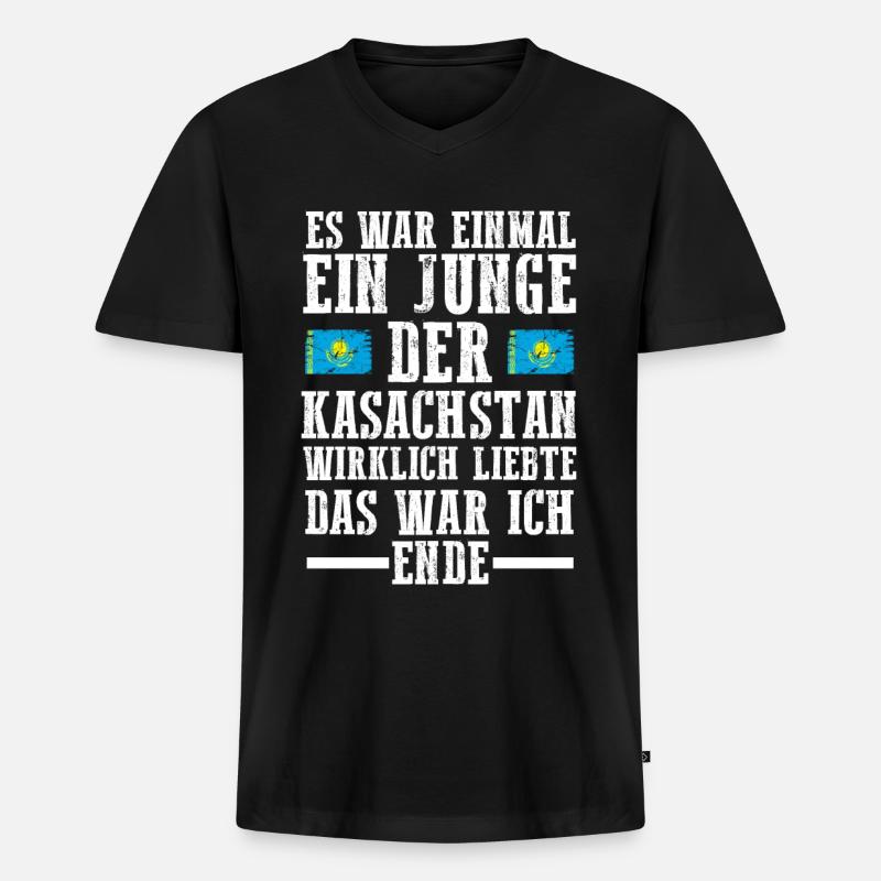 Kasachstan Kasache Kasachisches - Männer Premium Bio T-Shirt mit V-Ausschnitt - Schwarz