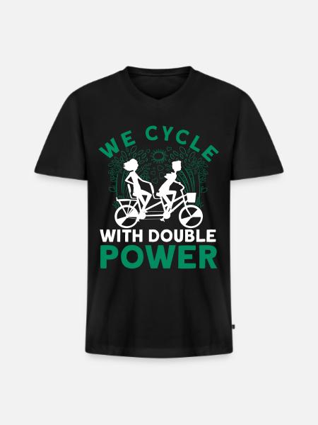 We Cycle With Double Power Tandem Bicycle - Men's Premium Organic T-shirt with V-neck - black