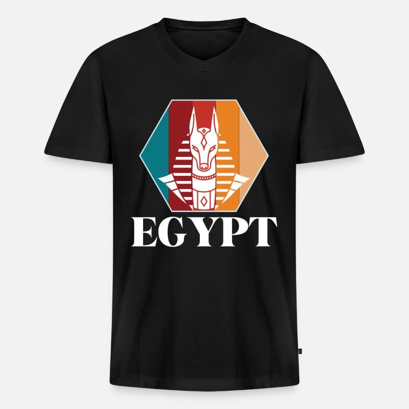 Anubis Ägypten Sphinx Gizeh Pyramide - Männer Premium Bio T-Shirt mit V-Ausschnitt - Schwarz