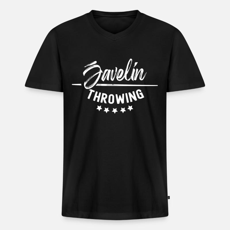 Speerwerfen Speerwurf Speer Speerwerfer - Männer Premium Bio T-Shirt mit V-Ausschnitt - Schwarz